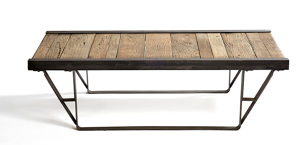 Mesa de centro industrial patín